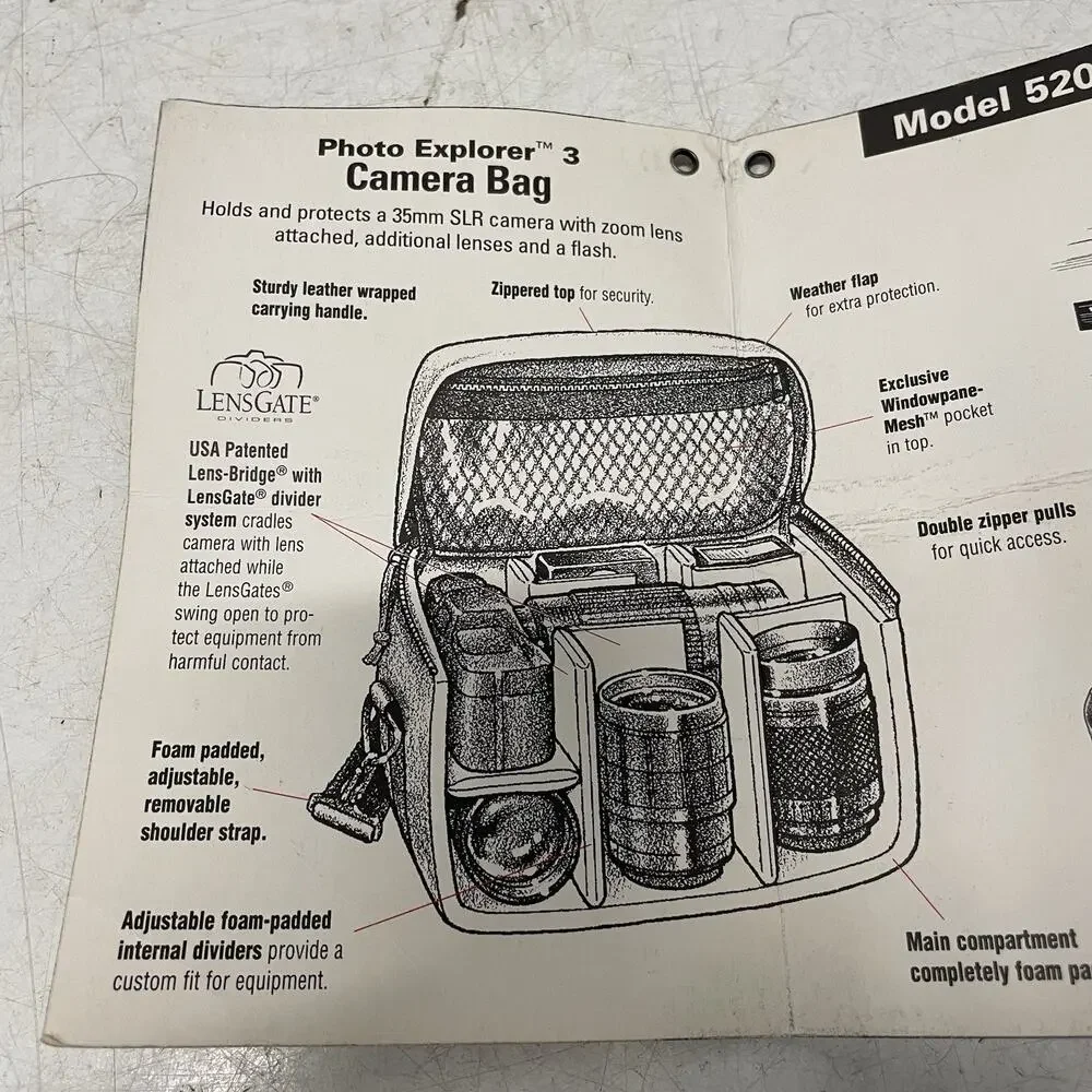 Tamrac Explorer 3 Camera Bag Black Padded Camera Case w/ Dividers, Hip Strap
